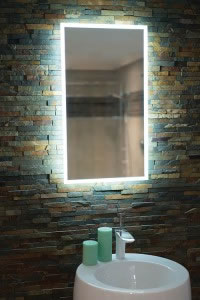 The Globe mirror offers an LED ambient effect, making the bathroom glow