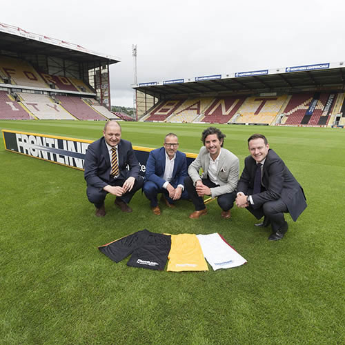 L to R: Bradford City commercial manager Michael Shackleton, Frontline Bathrooms sales & marketing director Michael Sammon and chief executive Nick Hall, and Bradford City chief operating officer James Mason