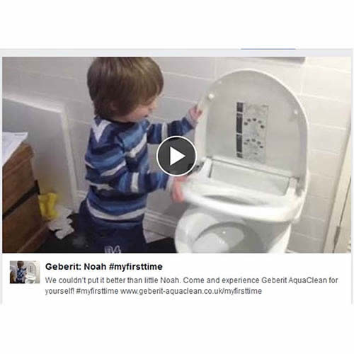 Three-year-old tries out the AquaClean toilet for the first time