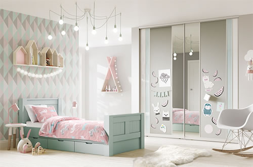 Volante Sliding Doors Kids collection featuring new pin-board décor