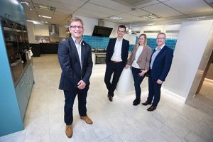 CEO Richard George, James Bethell, product manager for appliances, Charlotte Mooney, product manager for kitchens, and Ian Parkinson, buyer for bathrooms