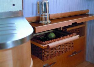 Although tiny, this roll-out table has become a favourite spot. A perfect place for your laptop and a cup of coffee