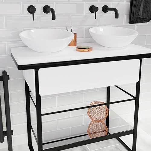 Abode Harmonie matt black wall-mounted bathroom basin and mixer