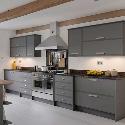 Bertazzoni's 900mm 6 burner electric double oven in a Mereway kitchen