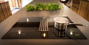 Integrated hobs in Papilio copper kitchen