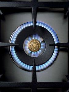 Brass burner with Bertazzoni logo