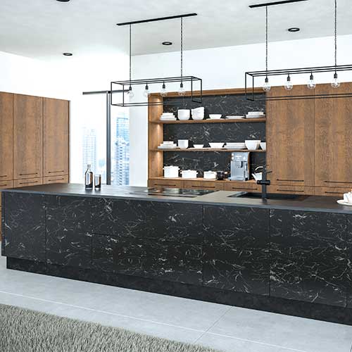 BA Components oriental black Gladstone tobacco oak kitchen