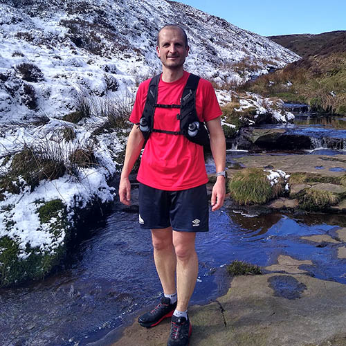 Dan Mounsey, training on the Pennine hills in Saddleworth