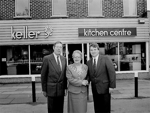 Geoff Sharpe (far right) from the Keller Kitchen Centre with the then Mayor of Altrincham