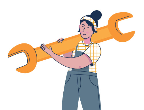 Illustration of a female installer
